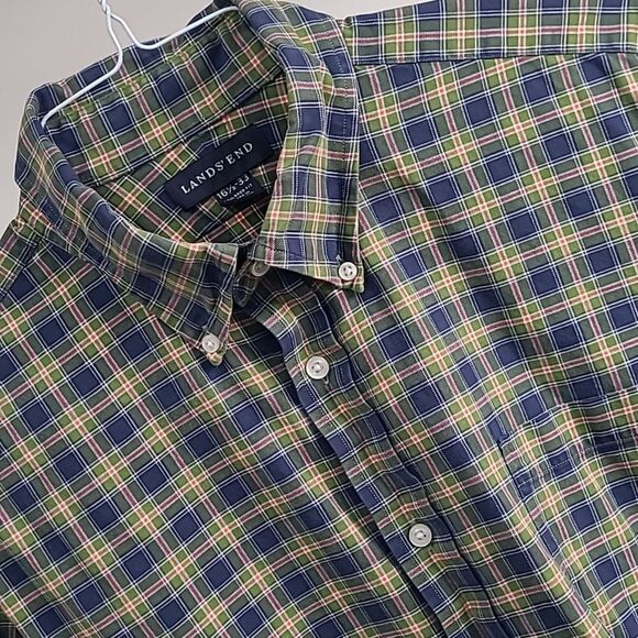 Lands end sz 16.5-33 plaid shirt tailored fit - Picture 2 of 6
